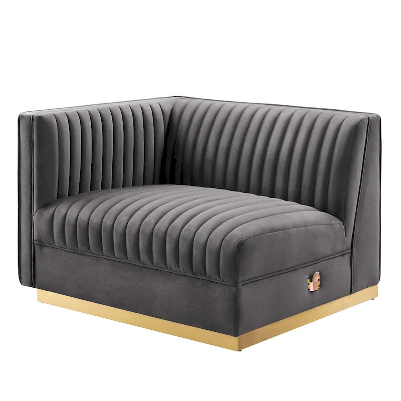 Sanguine Channel Tufted Performance Velvet Modular Sectional Sofa Left-Arm Chair