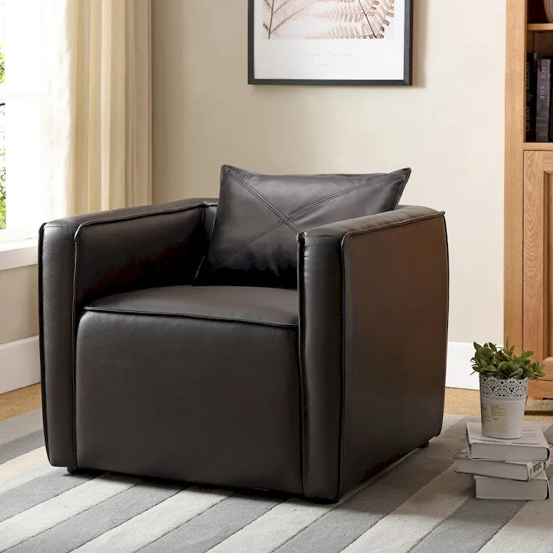 Sedia d'accento Jier moderna imbottita in vinile traspirante di Furniture of America