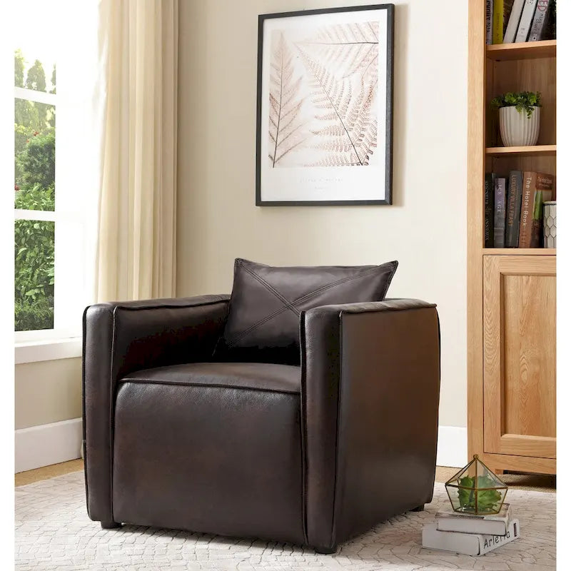 Sedia d'accento Jier moderna imbottita in vinile traspirante di Furniture of America
