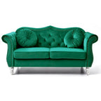 Divanetto Chesterfield Hollywood in velluto da 172 cm con 2 cuscini decorativi - 172L x 89W x 86H cm