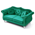 Divanetto Chesterfield Hollywood in velluto da 172 cm con 2 cuscini decorativi - 172L x 89W x 86H cm