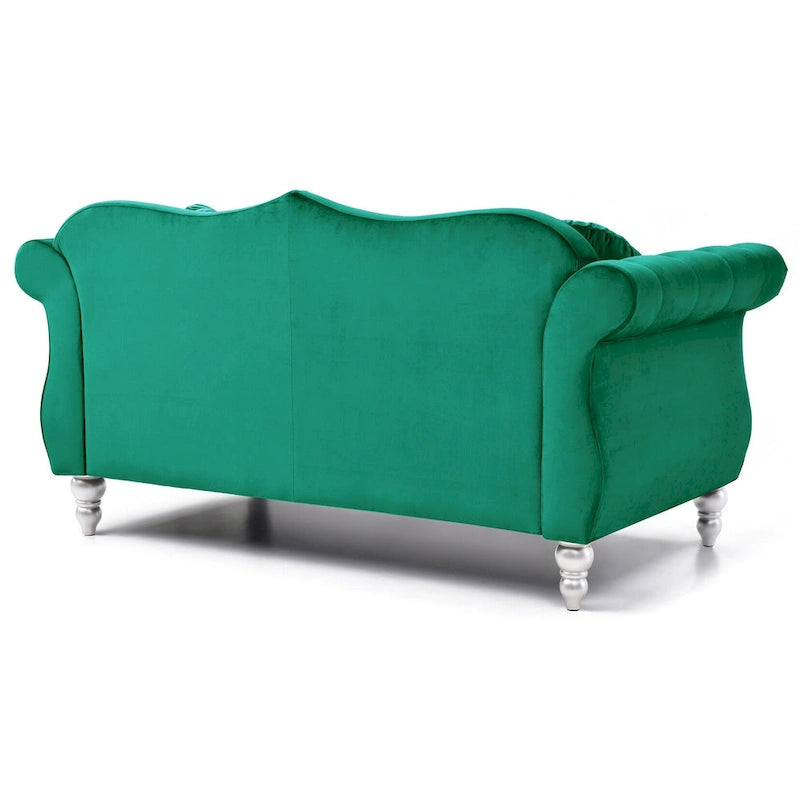 Divanetto Chesterfield Hollywood in velluto da 172 cm con 2 cuscini decorativi - 172L x 89W x 86H cm
