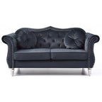 Divanetto Chesterfield Hollywood in velluto da 172 cm con 2 cuscini decorativi - 172L x 89W x 86H cm