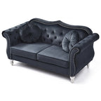 Divanetto Chesterfield Hollywood in velluto da 172 cm con 2 cuscini decorativi - 172L x 89W x 86H cm