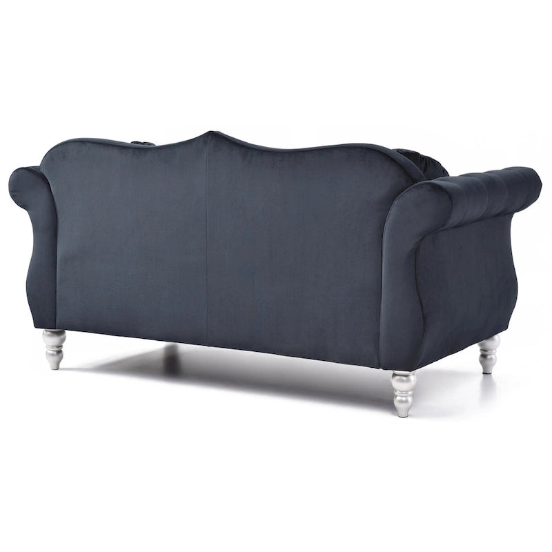 Divanetto Chesterfield Hollywood in velluto da 172 cm con 2 cuscini decorativi - 172L x 89W x 86H cm