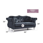 Divanetto Chesterfield Hollywood in velluto da 172 cm con 2 cuscini decorativi - 172L x 89W x 86H cm
