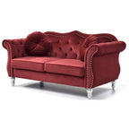 Divanetto Chesterfield Hollywood in velluto da 172 cm con 2 cuscini decorativi - 172L x 89W x 86H cm