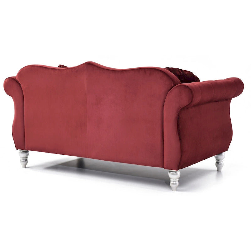 Divanetto Chesterfield Hollywood in velluto da 172 cm con 2 cuscini decorativi - 172L x 89W x 86H cm