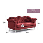 Divanetto Chesterfield Hollywood in velluto da 172 cm con 2 cuscini decorativi - 172L x 89W x 86H cm