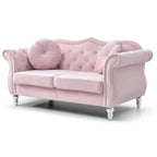 Divanetto Chesterfield Hollywood in velluto da 172 cm con 2 cuscini decorativi - 172L x 89W x 86H cm
