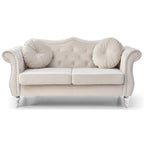 Divanetto Chesterfield Hollywood in velluto da 172 cm con 2 cuscini decorativi - 172L x 89W x 86H cm
