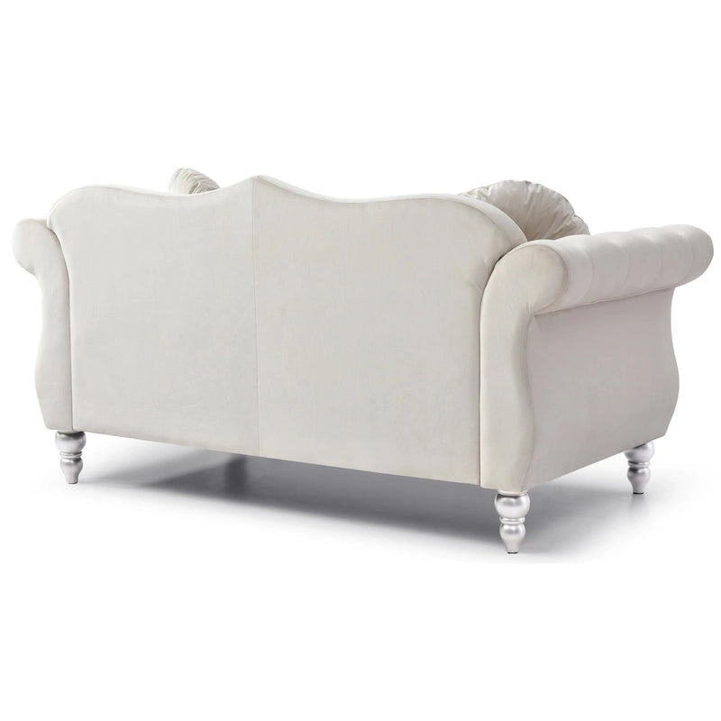 Divanetto Chesterfield Hollywood in velluto da 172 cm con 2 cuscini decorativi - 172L x 89W x 86H cm