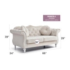 Divanetto Chesterfield Hollywood in velluto da 172 cm con 2 cuscini decorativi - 172L x 89W x 86H cm