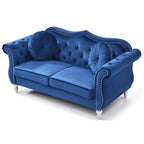 Divanetto Chesterfield Hollywood in velluto da 172 cm con 2 cuscini decorativi - 172L x 89W x 86H cm