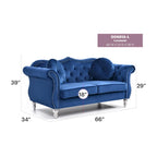Divanetto Chesterfield Hollywood in velluto da 172 cm con 2 cuscini decorativi - 172L x 89W x 86H cm