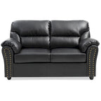 Olney W Flared Arm Faux Leather Straight Sofa in Black