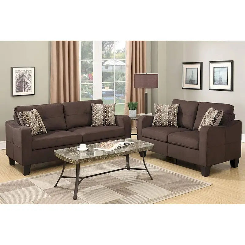 2 Piece Sofa Set with Accent Pillows