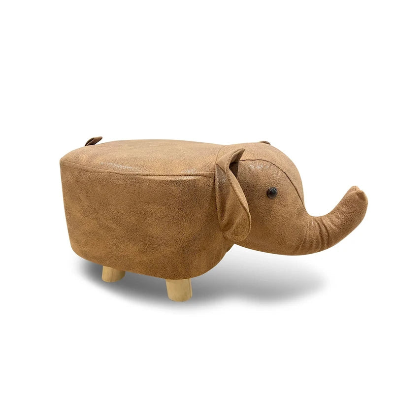 Poggiapiedi Pouf Sgabello con Gambe in Legno Velluto a Forma di Animale