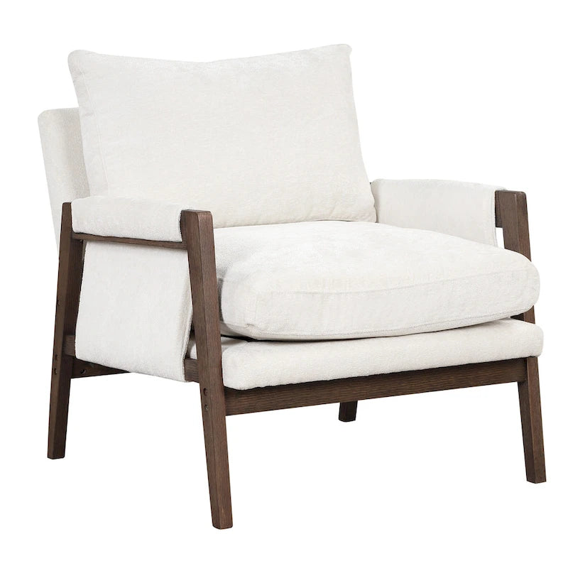 Mid-Century Velvet Solid Wood Accent Chair with Thick Seat Cushion