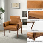 Tiago Comfy Glossy Living Room Armchair with Solid Wood Base Set of 2