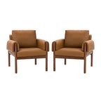 Tiago Comfy Glossy Living Room Armchair with Solid Wood Base Set of 2