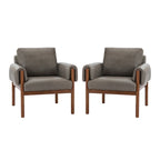 Tiago Comfy Glossy Living Room Armchair with Solid Wood Base Set of 2