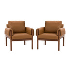 Tiago Comfy Glossy Living Room Armchair with Solid Wood Base Set of 2