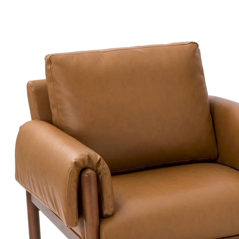 Tiago Comfy Glossy Living Room Armchair with Solid Wood Base Set of 2