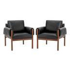 Tiago Comfy Glossy Living Room Armchair with Solid Wood Base Set of 2
