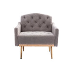Teddy Fabric Upholstered Tufted Accent Chair With Rose Golden feet