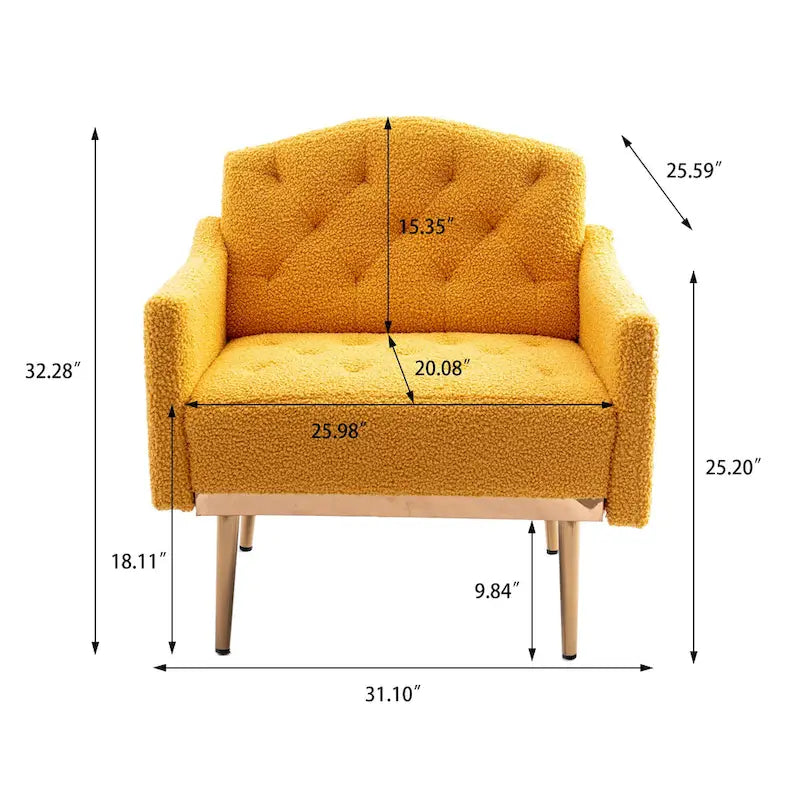 Teddy Fabric Upholstered Tufted Accent Chair With Rose Golden feet
