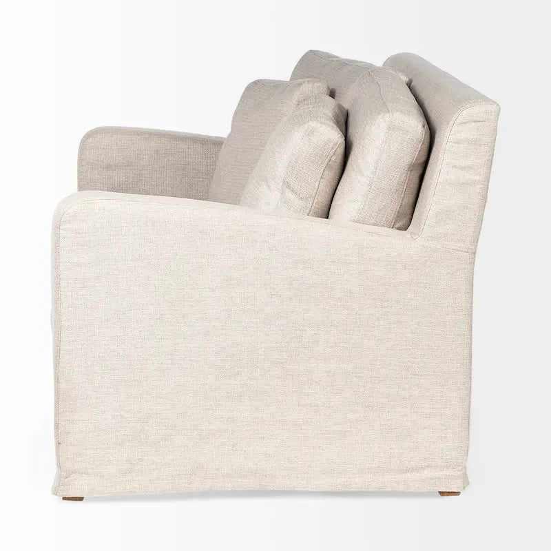 Denly I Beige Slipcover Two Seater Sofa