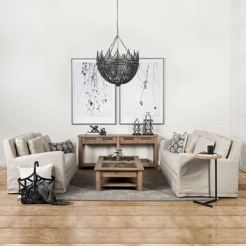 Denly I Beige Slipcover Two Seater Sofa
