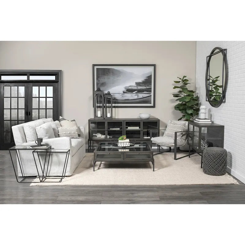 Denly I Beige Slipcover Two Seater Sofa