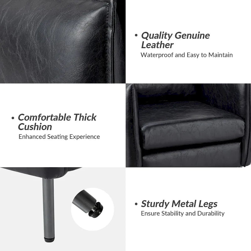 Jaime Modern Vegan Leather Accent Chair with removable Cushion by HULALA HOME