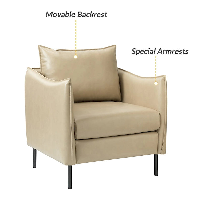 Jaime Modern Vegan Leather Accent Chair with removable Cushion by HULALA HOME