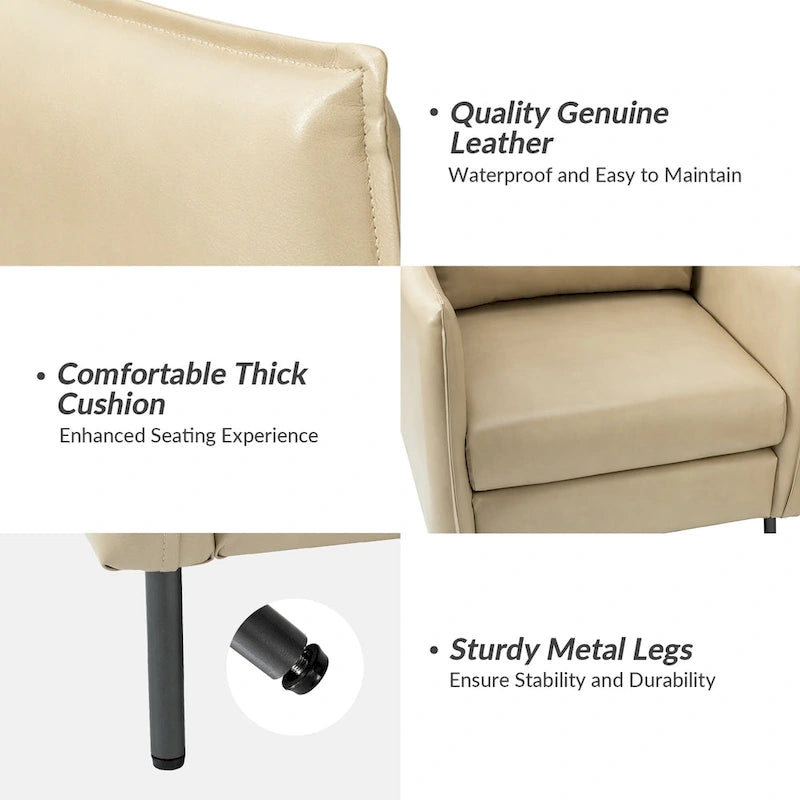 Jaime Modern Vegan Leather Accent Chair with removable Cushion by HULALA HOME