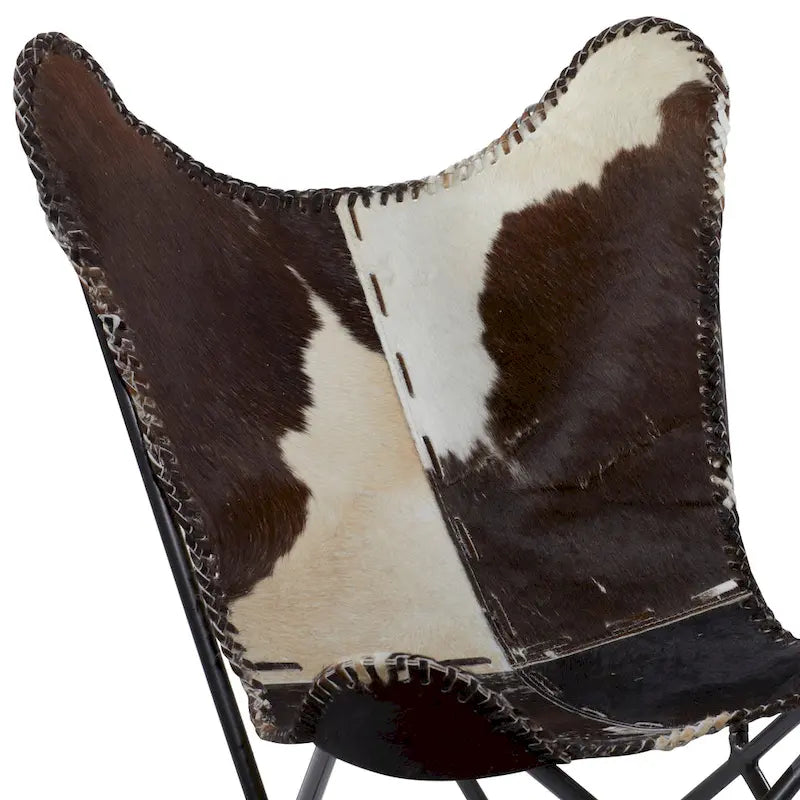 White, Gray, Brown, Light Brown or Brown Beige Leather Handmade Butterfly Chair with Black Stand