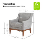 Francis Mid-century Modern Upholstered Armchair with Sloped Arms and Solid Wood Legs by HULALA HOME