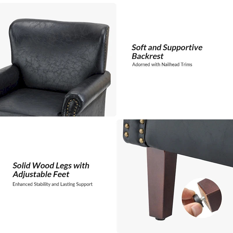 Levi Vegan Transitional Armchair with Rolled Arms Set of 2