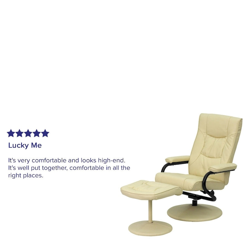 Contemporary Multi-Position Recliner and Ottoman with Wrapped Base