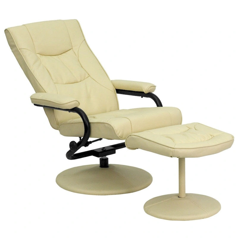 Contemporary Multi-Position Recliner and Ottoman with Wrapped Base