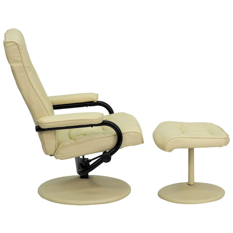 Contemporary Multi-Position Recliner and Ottoman with Wrapped Base