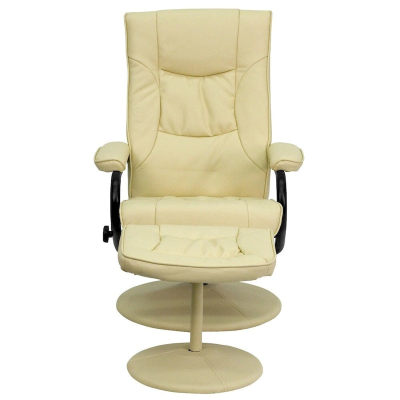 Contemporary Multi-Position Recliner and Ottoman with Wrapped Base
