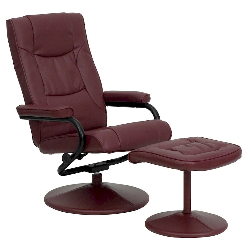 Contemporary Multi-Position Recliner and Ottoman with Wrapped Base