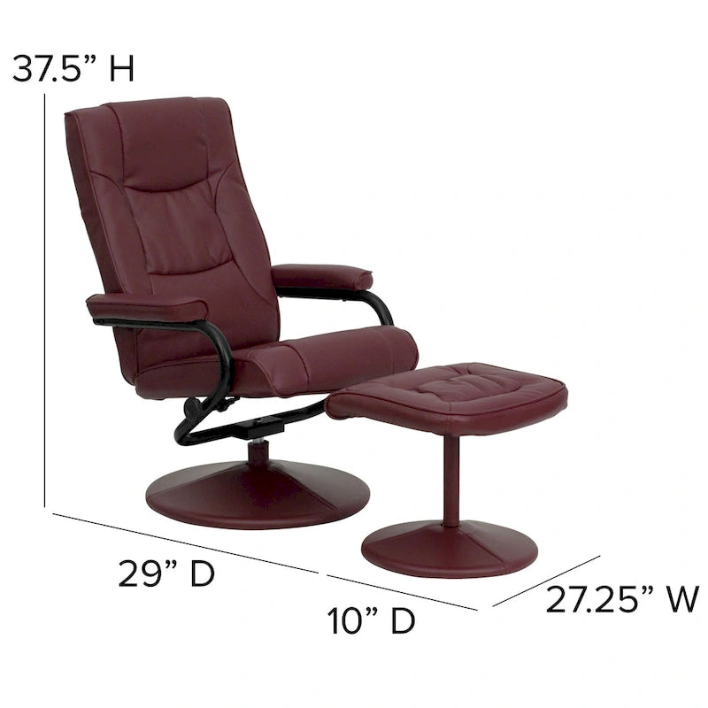 Contemporary Multi-Position Recliner and Ottoman with Wrapped Base