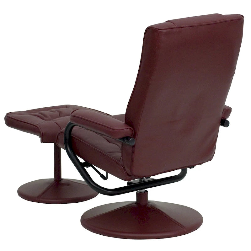 Contemporary Multi-Position Recliner and Ottoman with Wrapped Base
