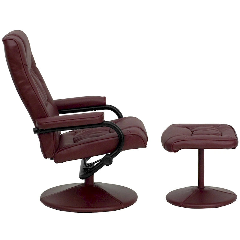 Contemporary Multi-Position Recliner and Ottoman with Wrapped Base