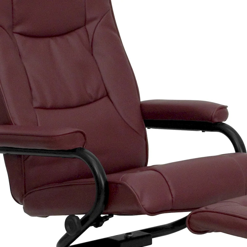 Contemporary Multi-Position Recliner and Ottoman with Wrapped Base