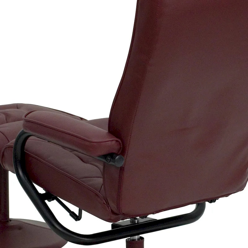 Contemporary Multi-Position Recliner and Ottoman with Wrapped Base